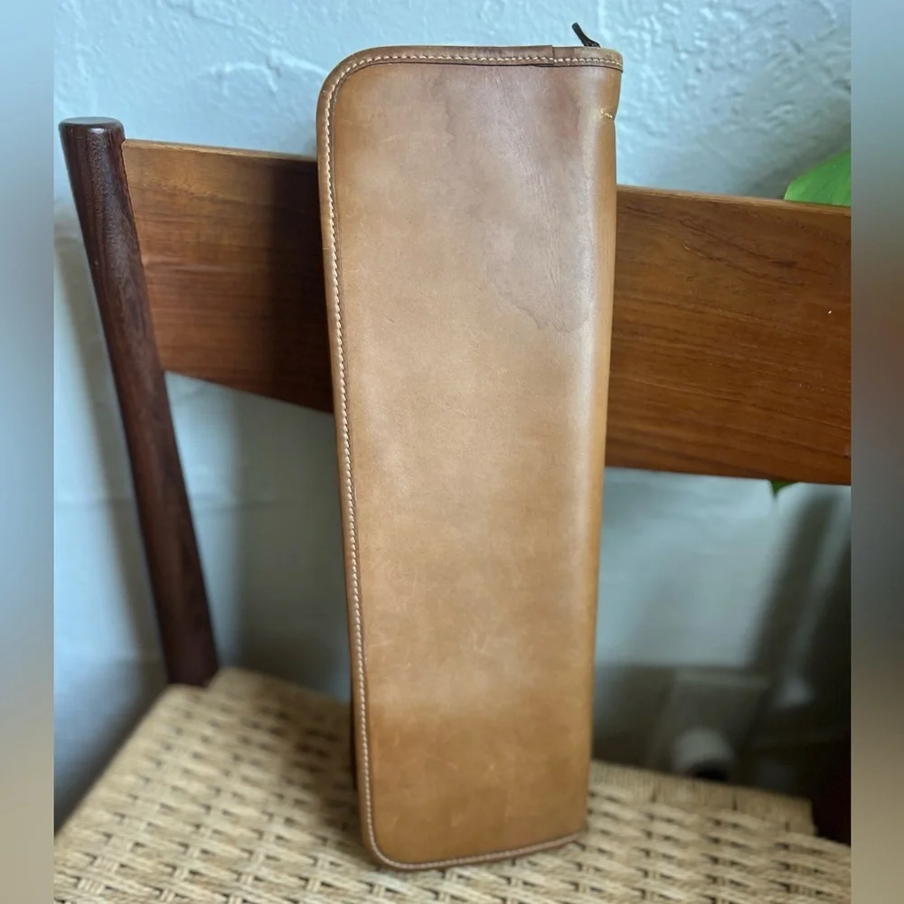 Vintage Gurkha Leather Tie Case Ascot Travel Organizer Tan Zip Necktie Holder